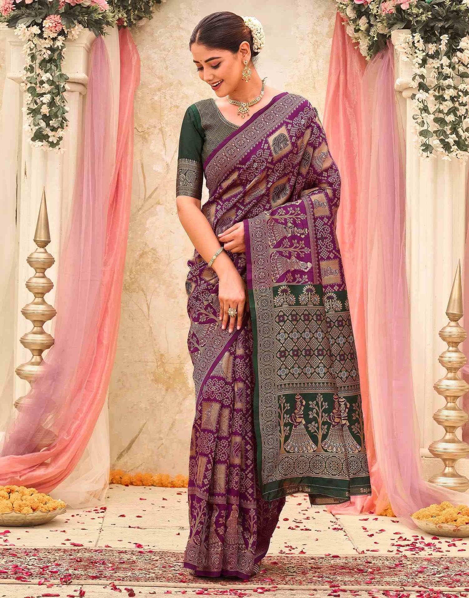 Purple Silk Woven Patola Saree