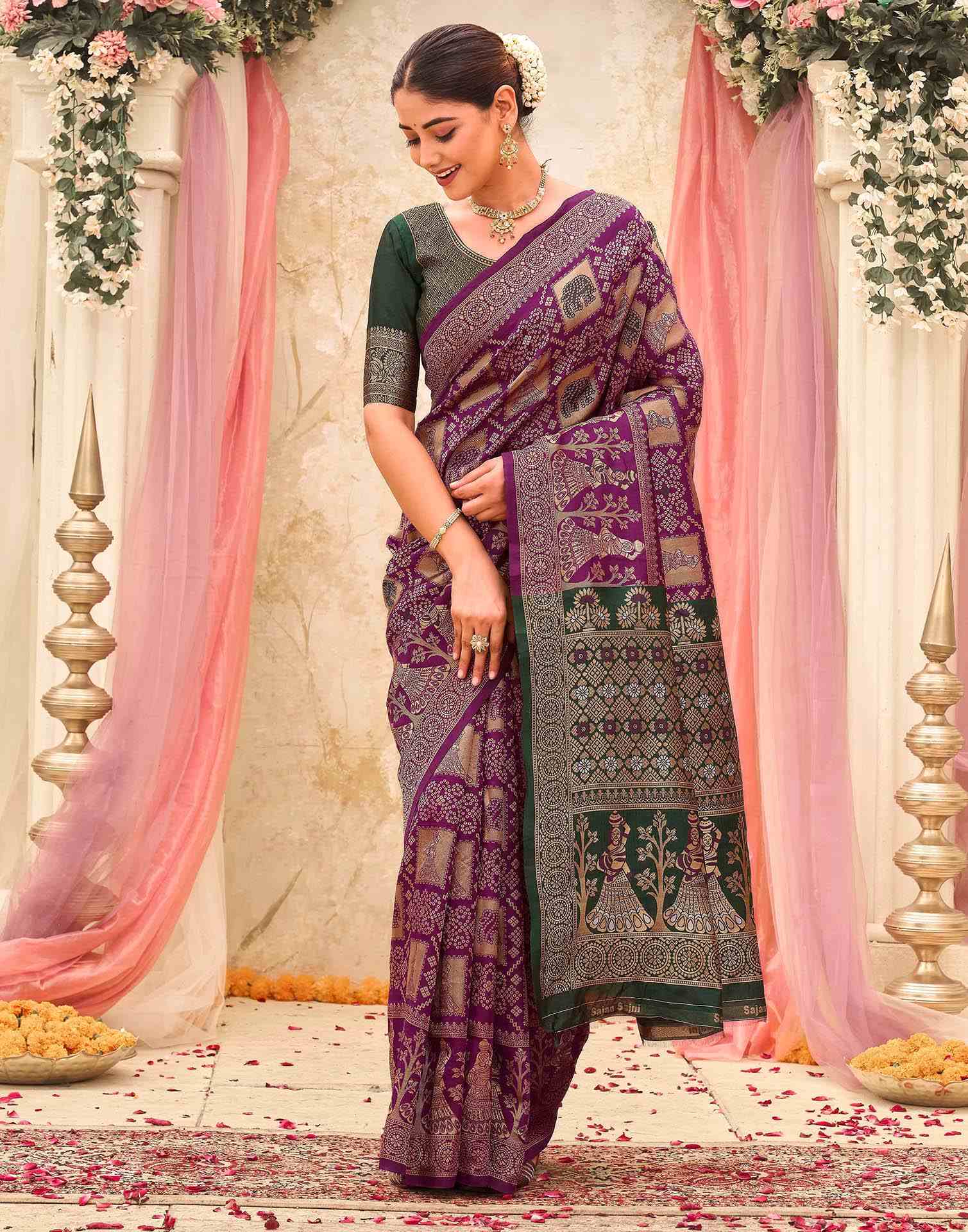 Purple Silk Woven Patola Saree