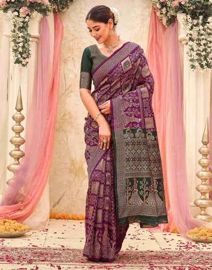 Purple Silk Woven Patola Saree