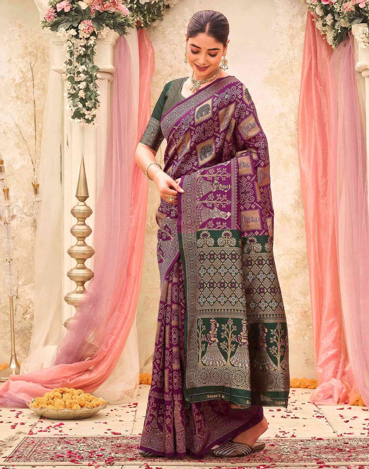 Purple Silk Woven Patola Saree