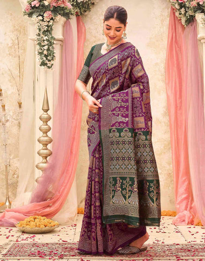 Purple Silk Woven Patola Saree