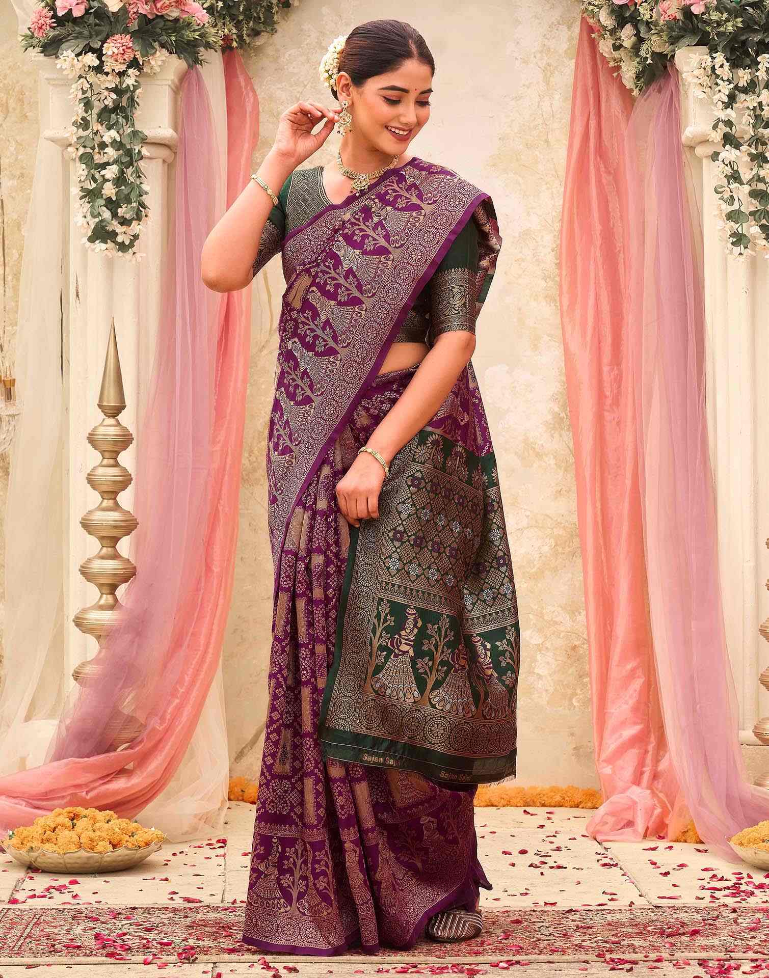 Purple Silk Woven Patola Saree