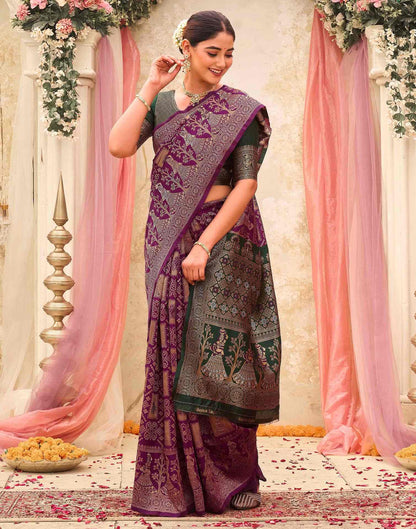 Purple Silk Woven Patola Saree