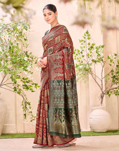 Maroon Silk Woven Patola Saree