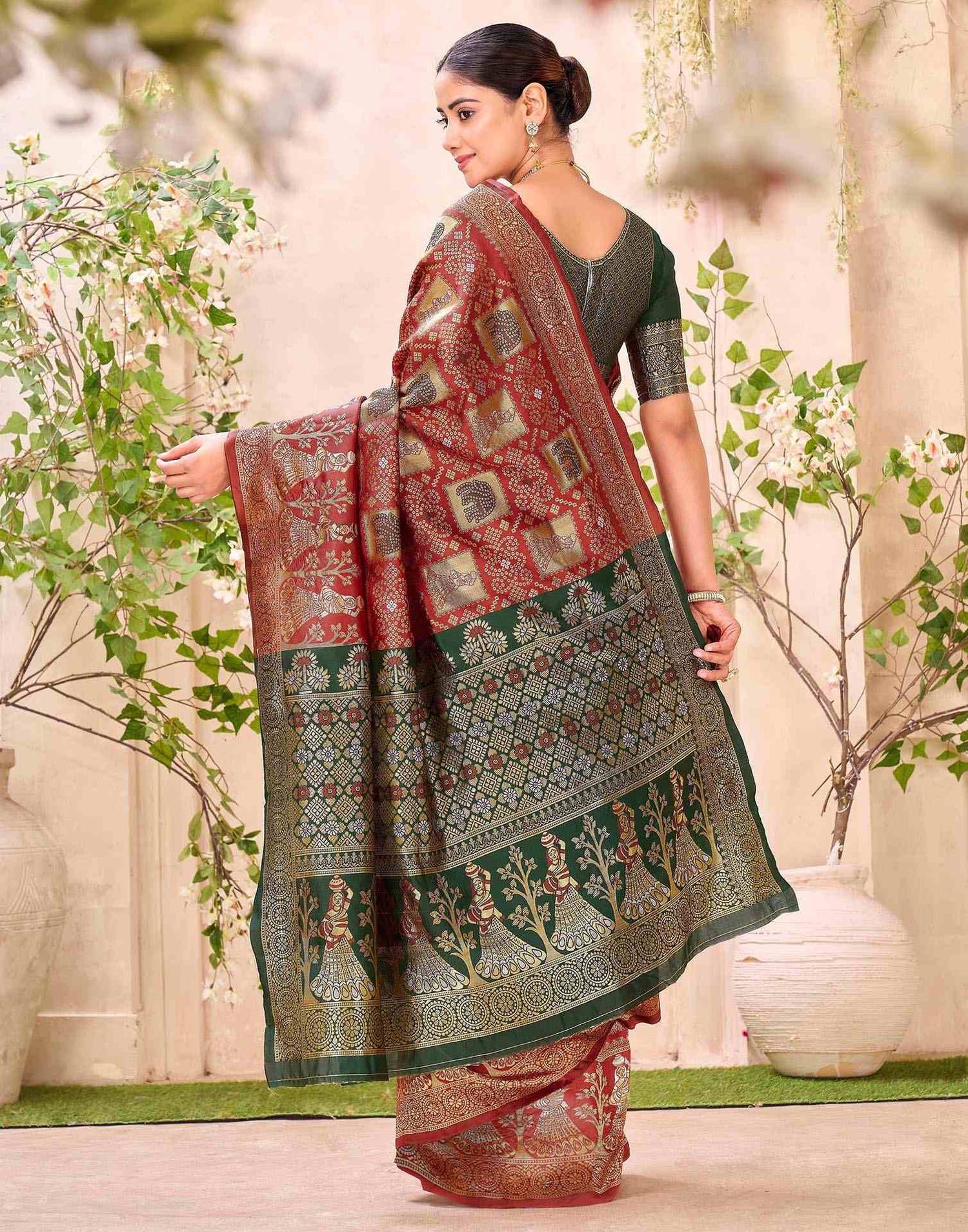 Maroon Silk Woven Patola Saree