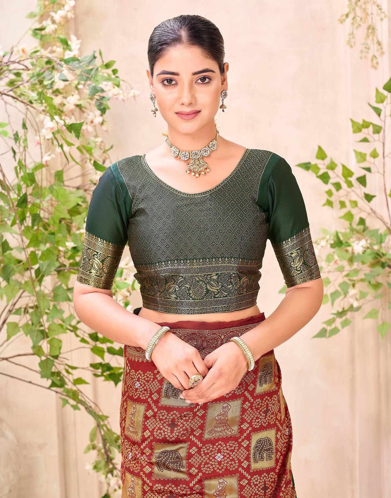 Maroon Silk Woven Patola Saree