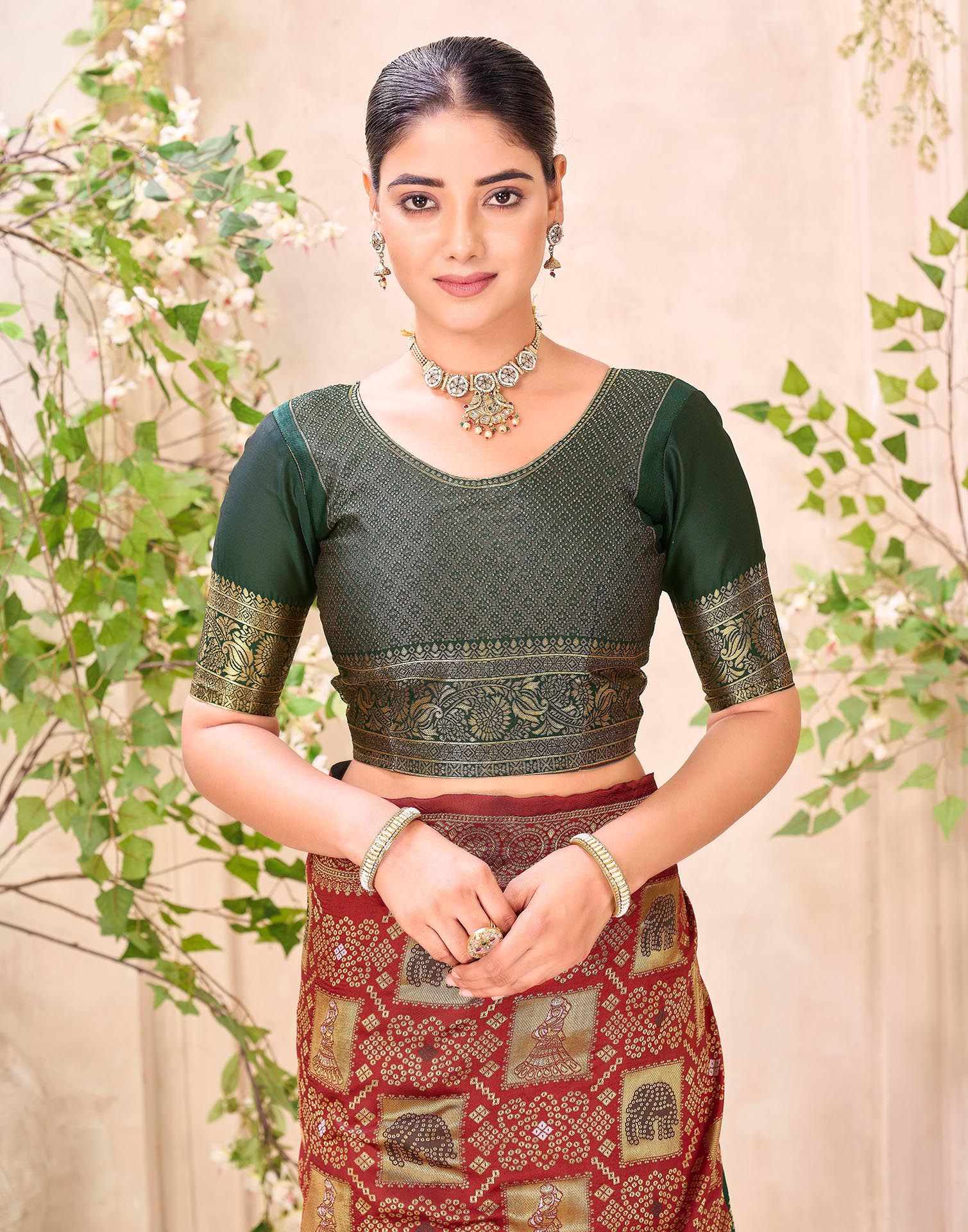 Maroon Silk Woven Patola Saree