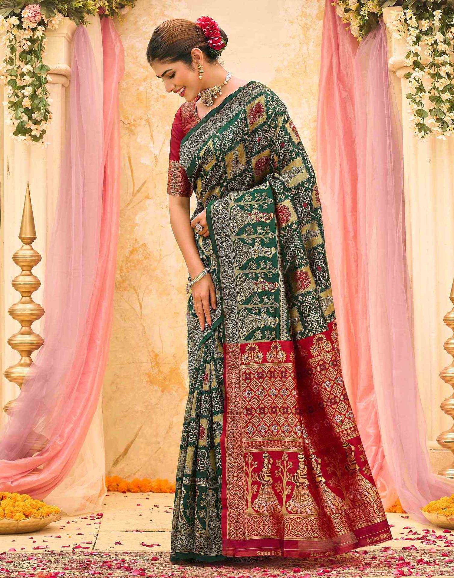 Green Silk Woven Patola Saree