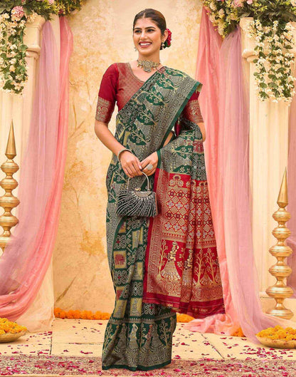 Green Silk Woven Patola Saree