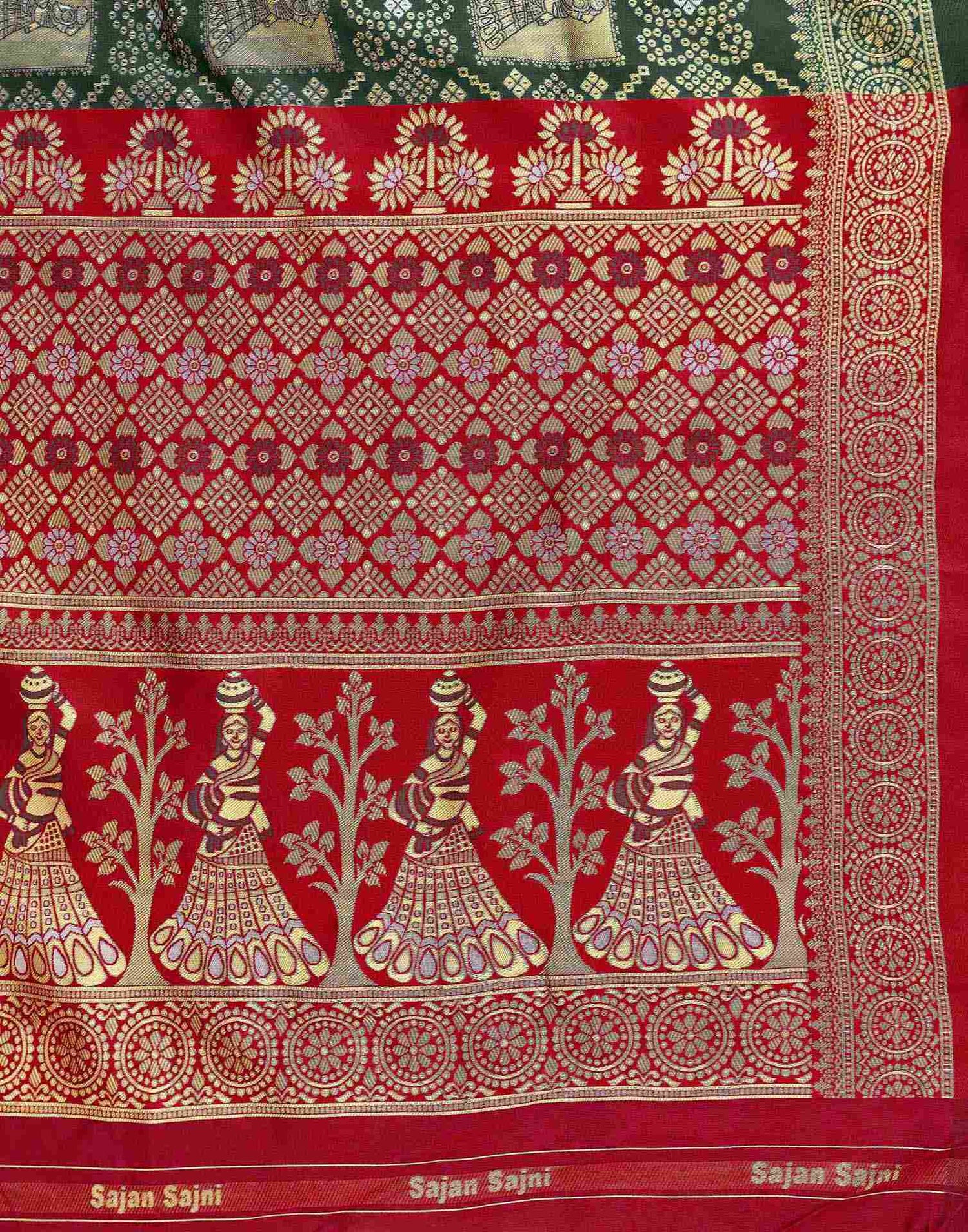 Green Silk Woven Patola Saree