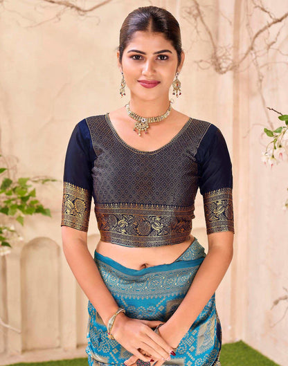 Teal Blue Silk Woven Patola Saree