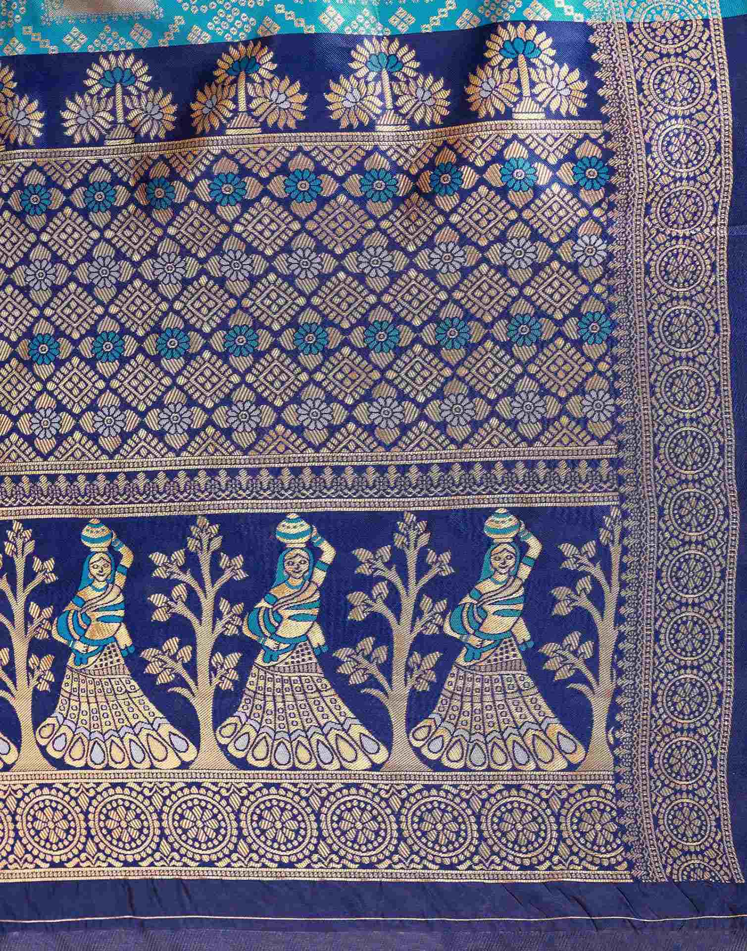 Teal Blue Silk Woven Patola Saree