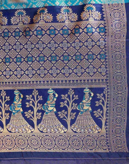 Teal Blue Silk Woven Patola Saree