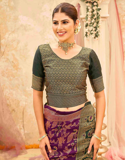 Dark Magenta Silk Woven Banarasi Saree