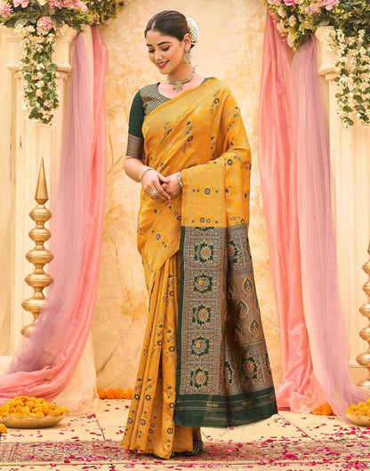 Yellow Silk Woven Banarasi Saree