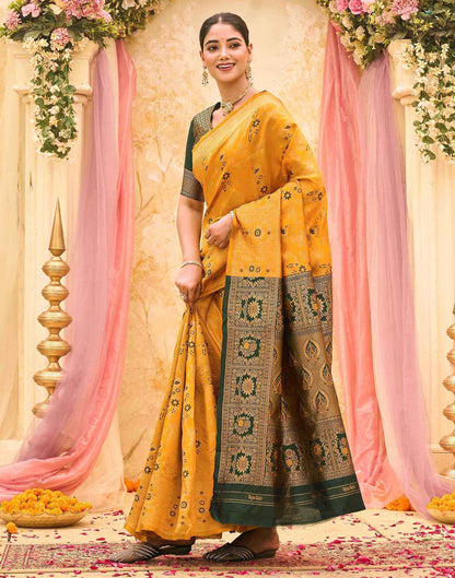 Yellow Silk Woven Banarasi Saree