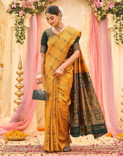 Yellow Silk Woven Banarasi Saree