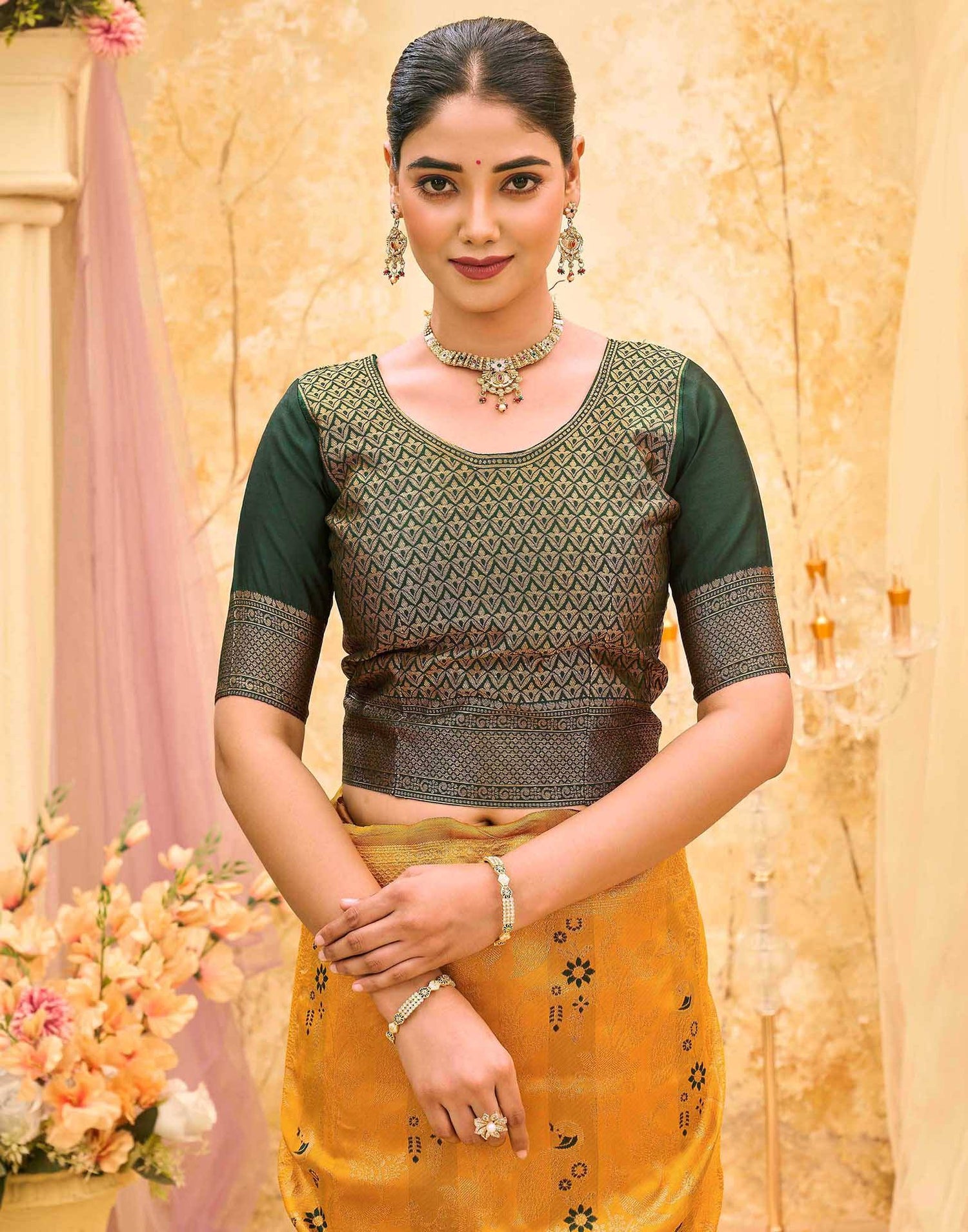 Yellow Silk Woven Banarasi Saree