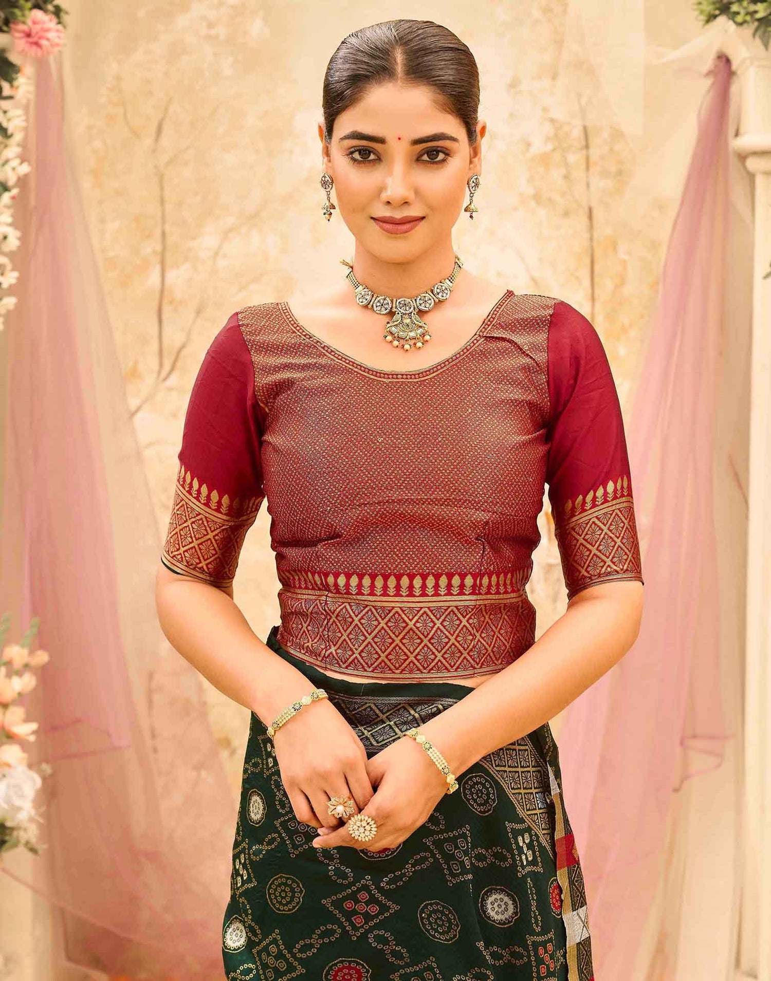 Dark Green Silk Woven Banarasi Saree