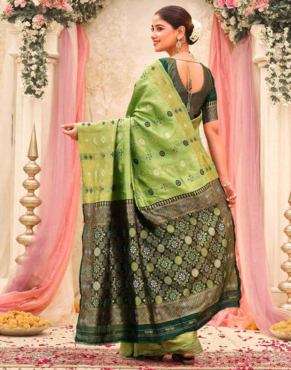 Pista Green Silk Woven Banarasi Saree