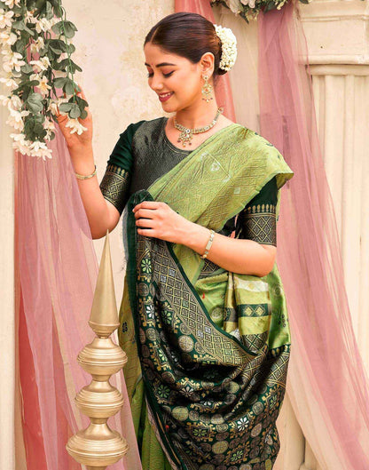 Pista Green Silk Woven Banarasi Saree