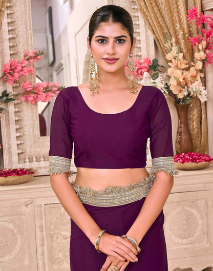 Purple Georgette Gota Lace Saree