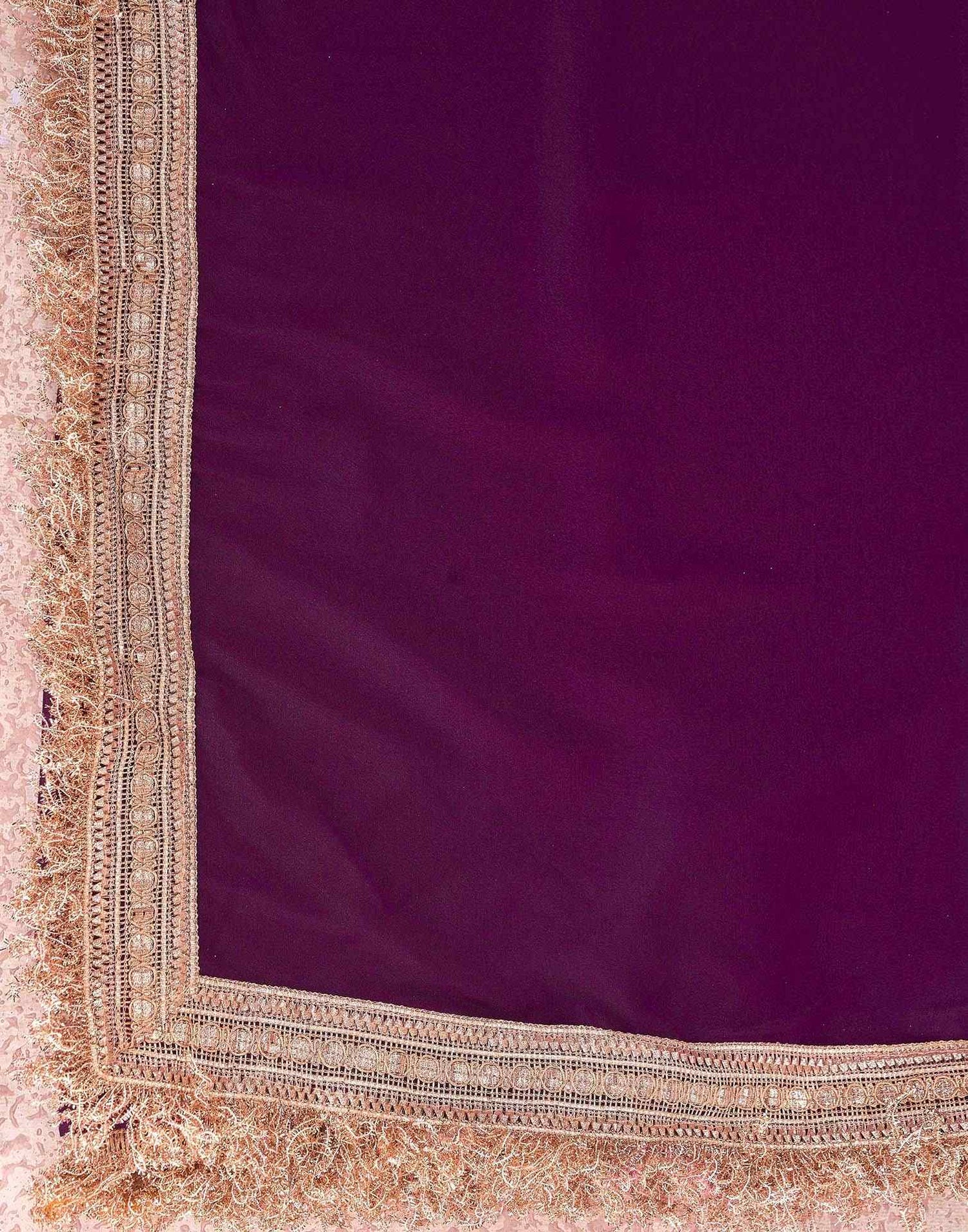 Purple Georgette Gota Lace Saree