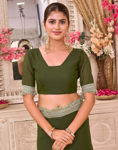 Mehandi Green Georgette Gota Lace Saree