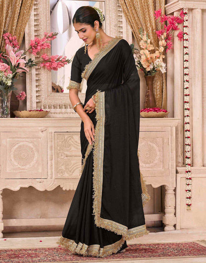 Black Georgette Gota Lace Saree