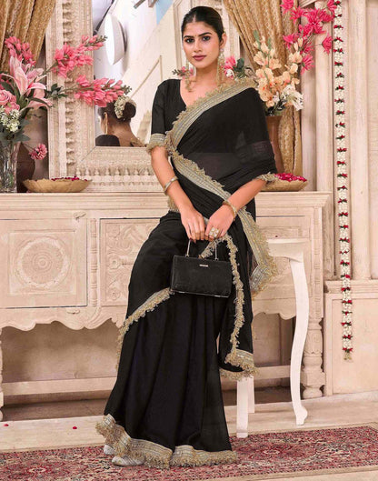 Black Georgette Gota Lace Saree