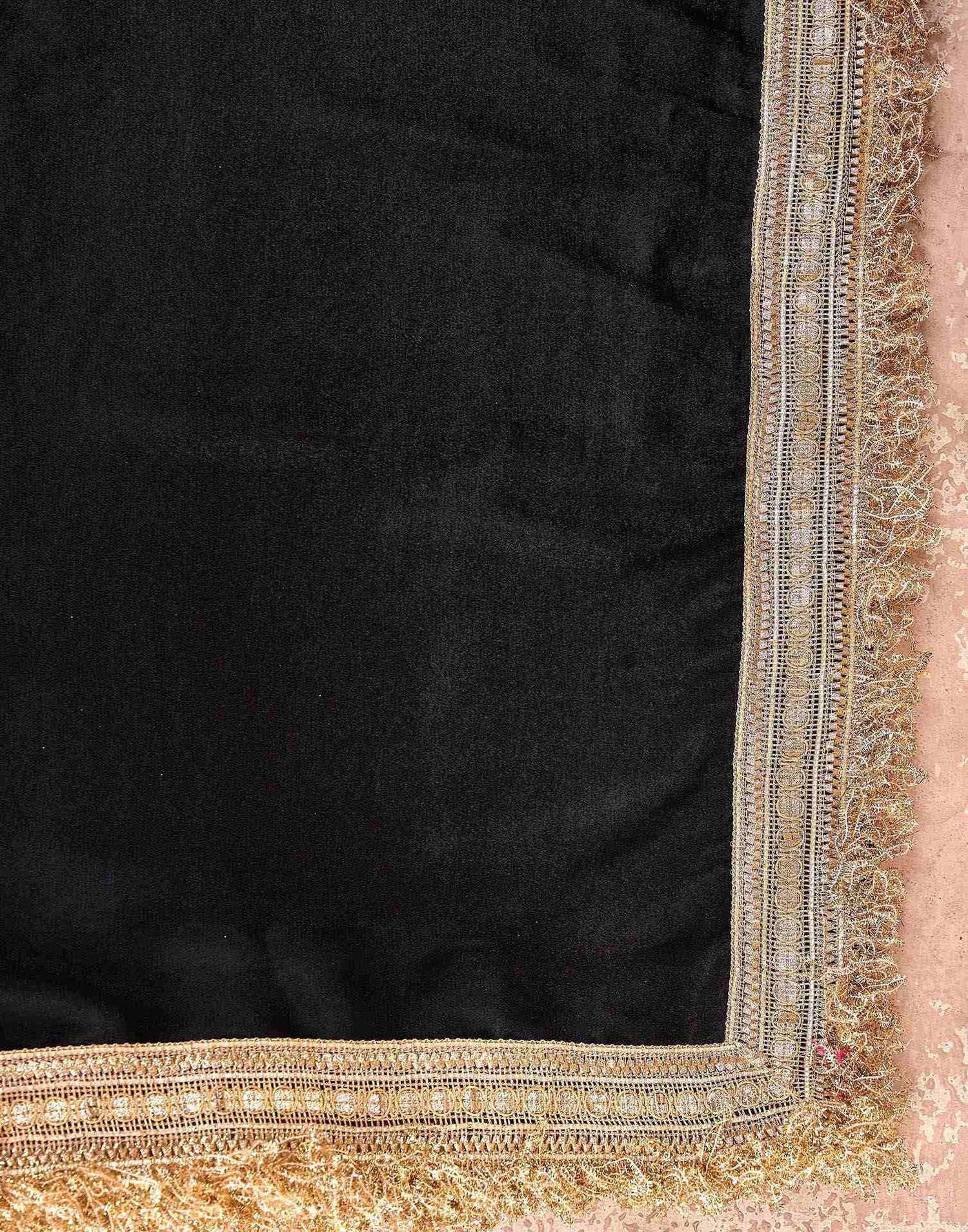 Black Georgette Gota Lace Saree
