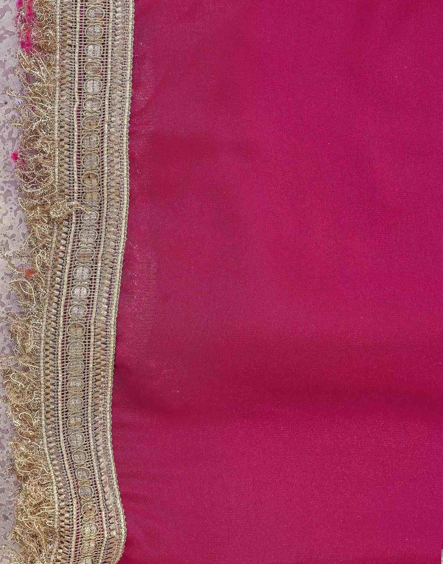 Rani Pink Georgette Gota Lace Saree
