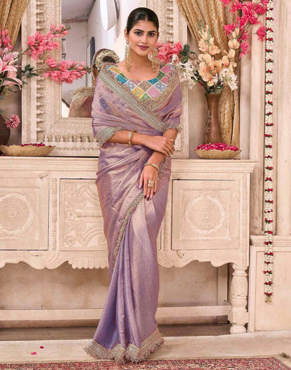 Lavender Shimmer Gota Lace Saree