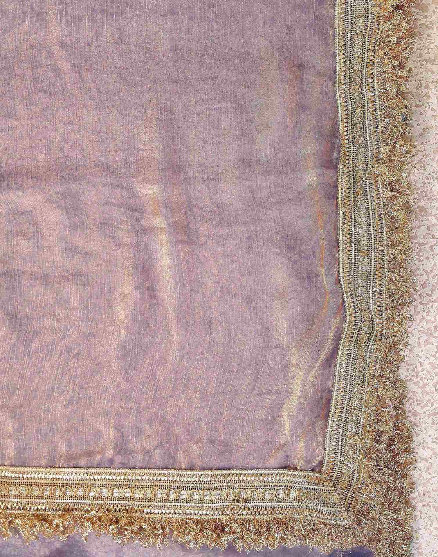 Lavender Shimmer Gota Lace Saree