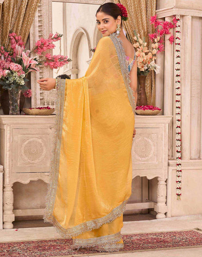 Yellow Shimmer Gota Lace Saree
