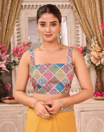 Yellow Shimmer Gota Lace Saree