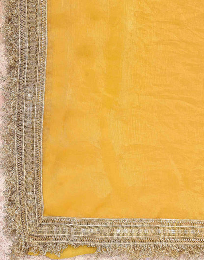 Yellow Shimmer Gota Lace Saree