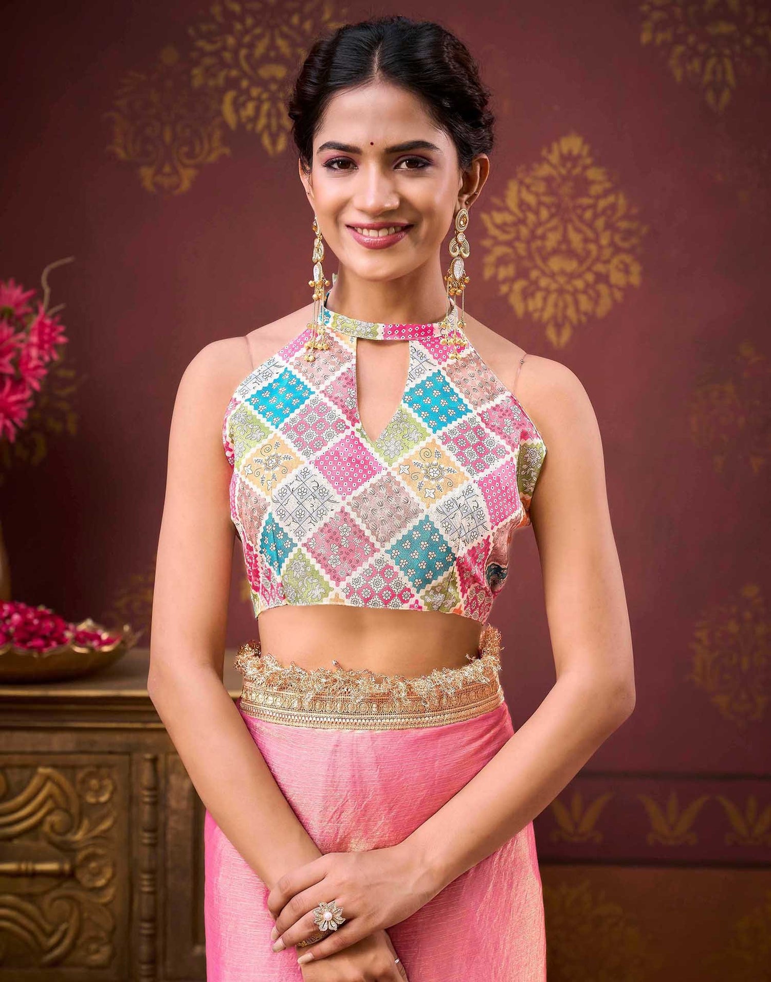 Dusty Pink Shimmer Gota Lace Saree