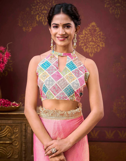 Dusty Pink Shimmer Gota Lace Saree