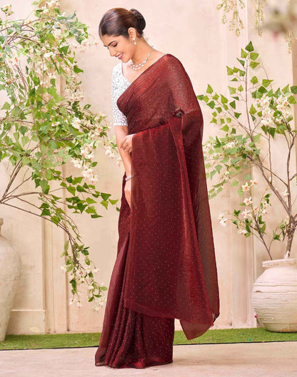 Maroon Shimmer Stone Work Swarovski Saree