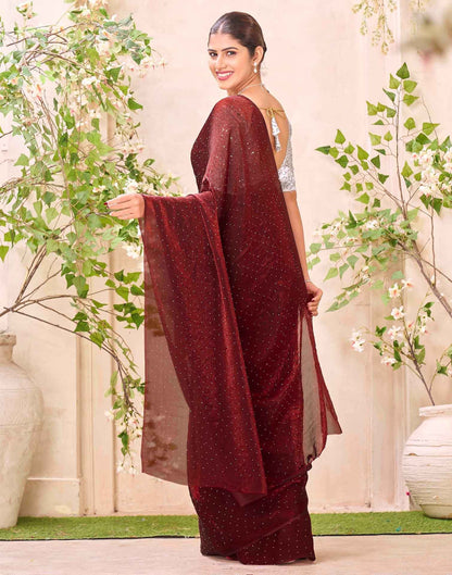 Maroon Shimmer Stone Work Swarovski Saree