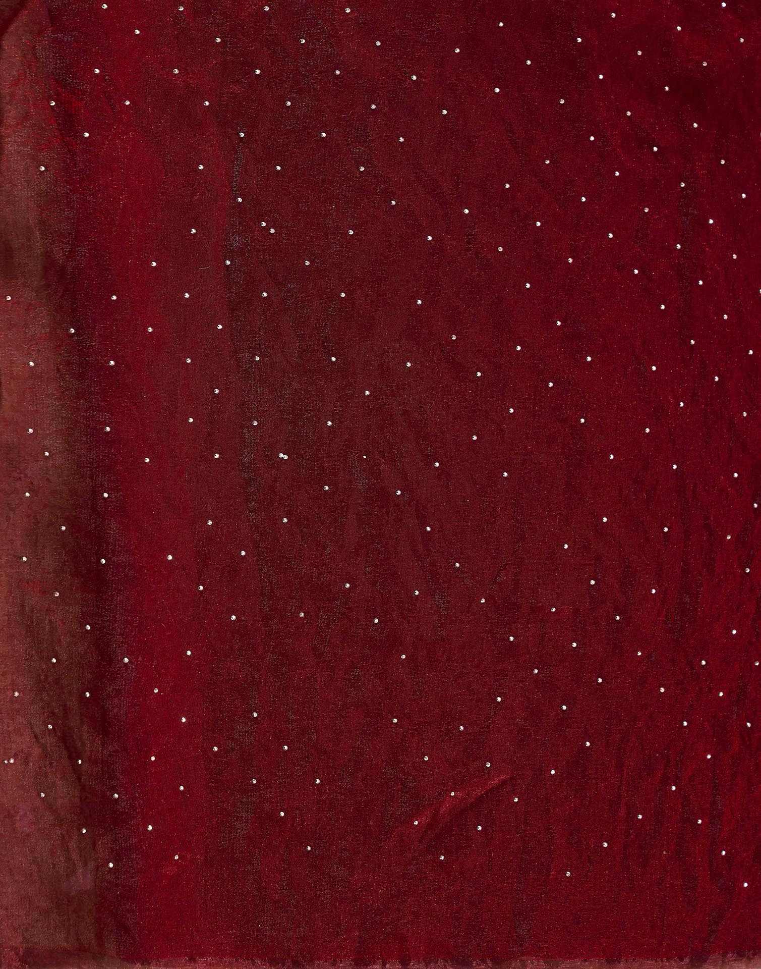 Maroon Shimmer Stone Work Swarovski Saree