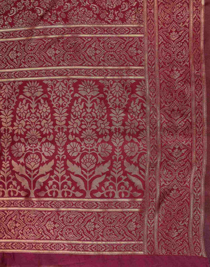 Maroon Silk Woven Banarasi Saree