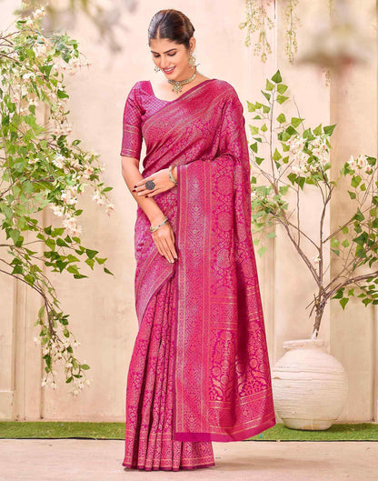 Rani Pink Silk Woven Banarasi Saree
