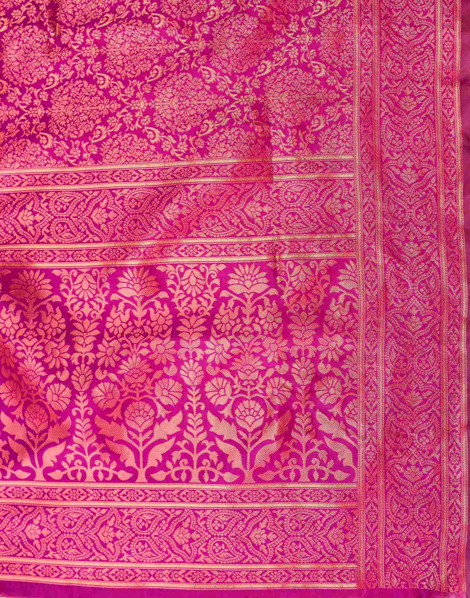 Rani Pink Silk Woven Banarasi Saree