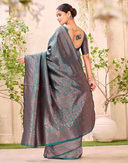 Teal Green Silk Woven Banarasi Saree