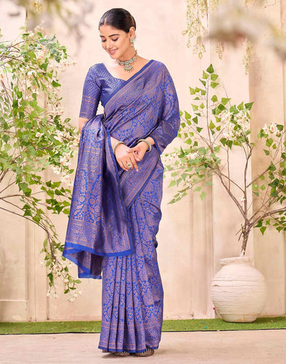 Blue Silk Woven Banarasi Saree