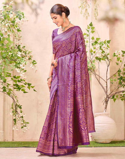 Purple Silk Woven Banarasi Saree