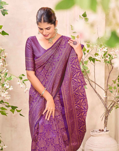 Purple Silk Woven Banarasi Saree