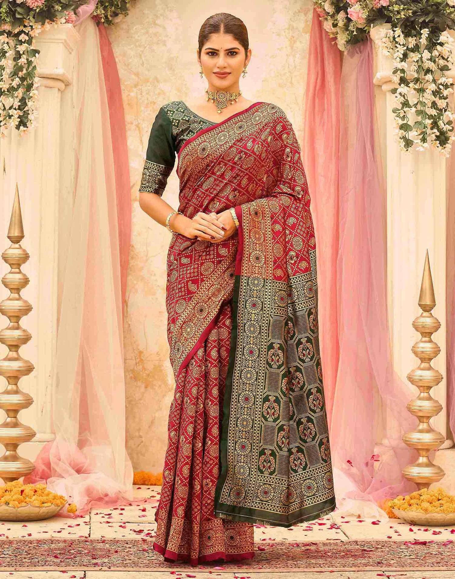 Red Silk Woven Banarasi Saree